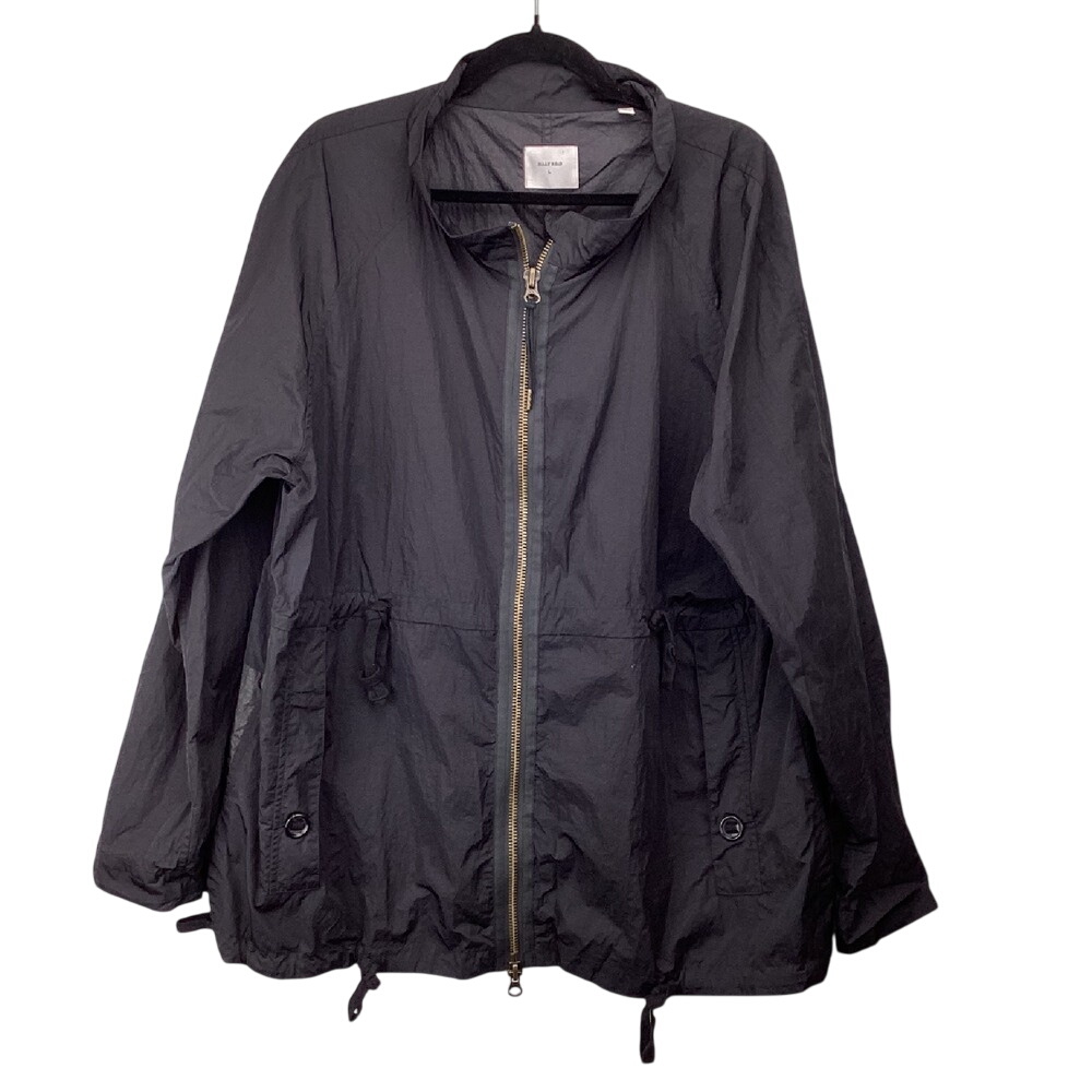 Billy Reid Womens Nylon Jacket Size Large Lightweight Full Zip Black Windbreaker